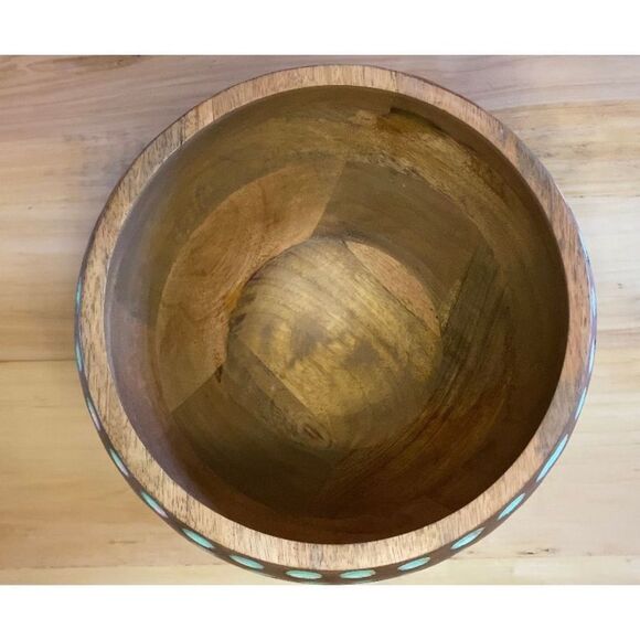 Extra Large Fruit Vegetable Storage Serving Decorative Wooden Bowl Home Decor - Picture 3 of 5